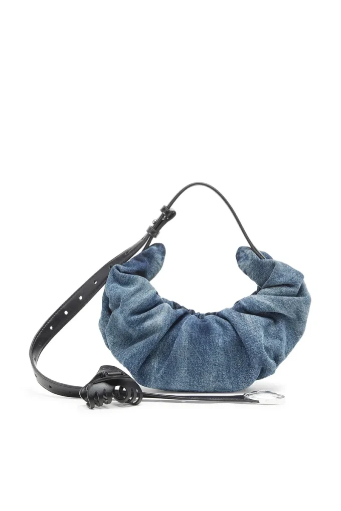 grab-d hobo s Grab-D-Small scrunched hobo çanta, işlenmiş denim
