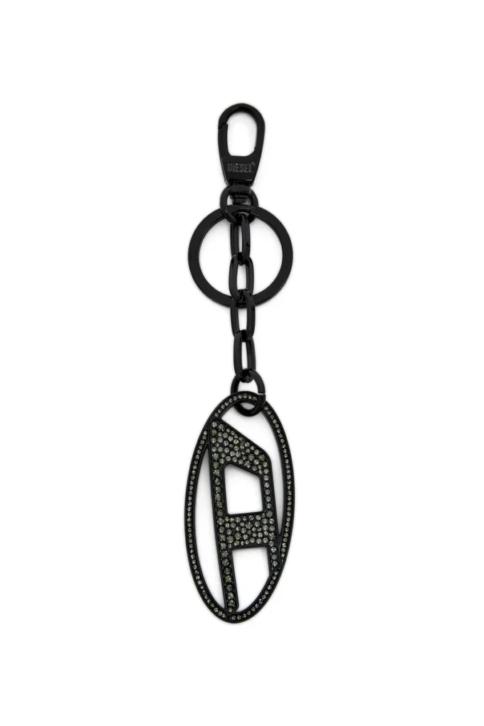 holy-c Metal Oval D anahtarlık, kristallerle süslenmiş