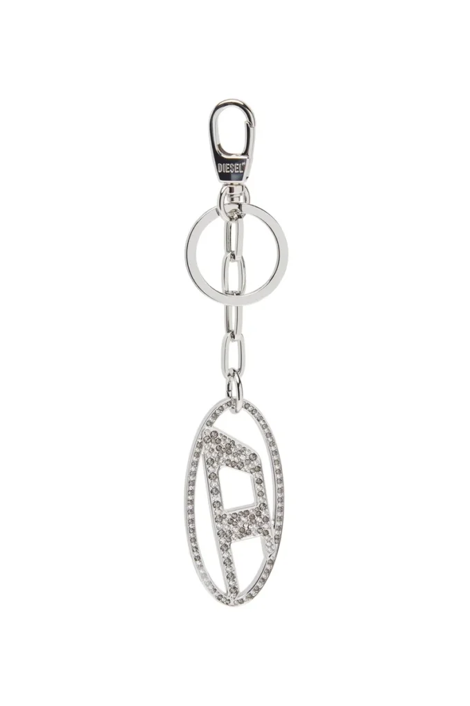holy-c Metal Oval D anahtarlık, kristallerle süslenmiş