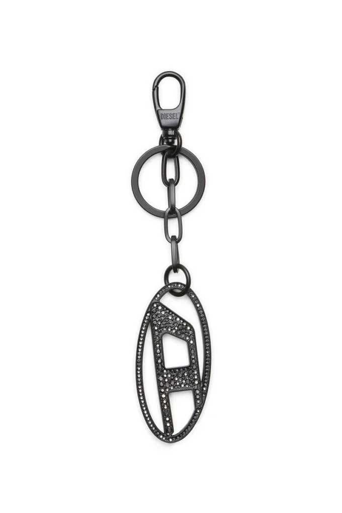 holy-c Metal Oval D anahtarlık, kristallerle süslenmiş