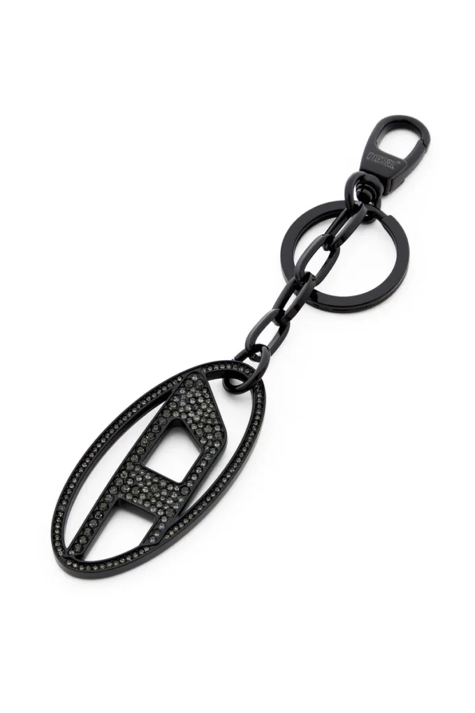 holy-c Metal Oval D anahtarlık, kristallerle süslenmiş