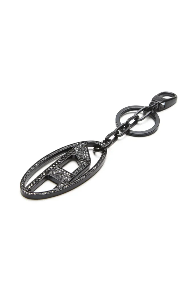 holy-c Metal Oval D anahtarlık, kristallerle süslenmiş