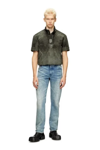 j-valois Denim efektli naylon kısa kollu ceket