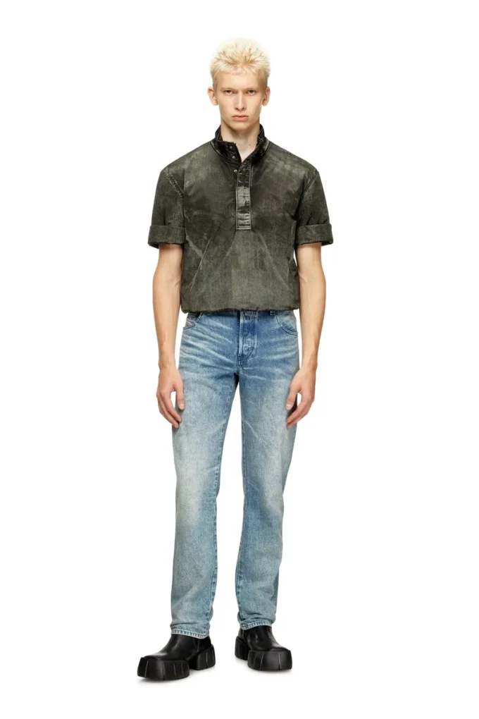 j-valois Denim efektli naylon kısa kollu ceket