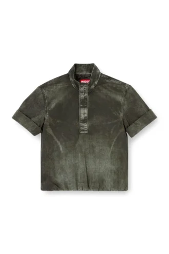 j-valois Denim efektli naylon kısa kollu ceket