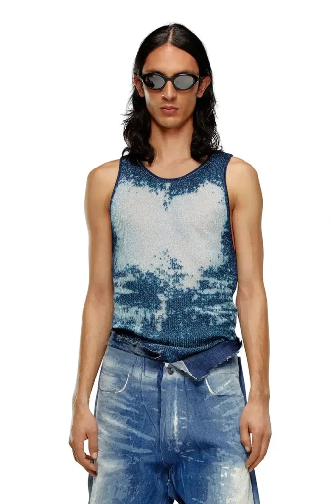 k-bossino Devoré metalik örgü tank top