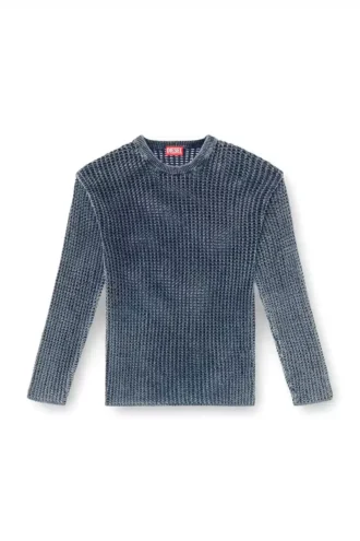k-redros Denim iplikten örülmüş file kazak