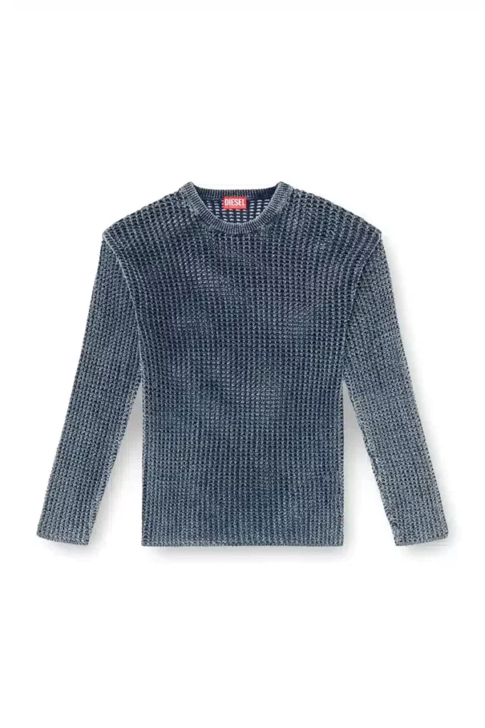 k-redros Denim iplikten örülmüş file kazak