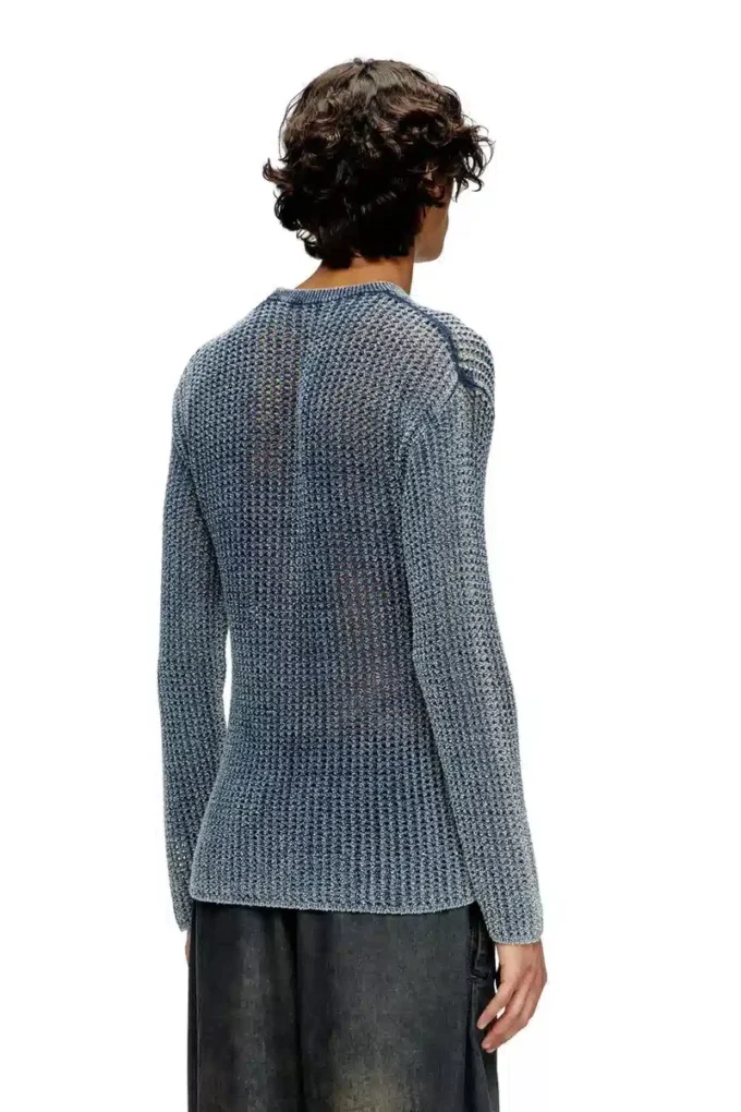 k-redros Denim iplikten örülmüş file kazak