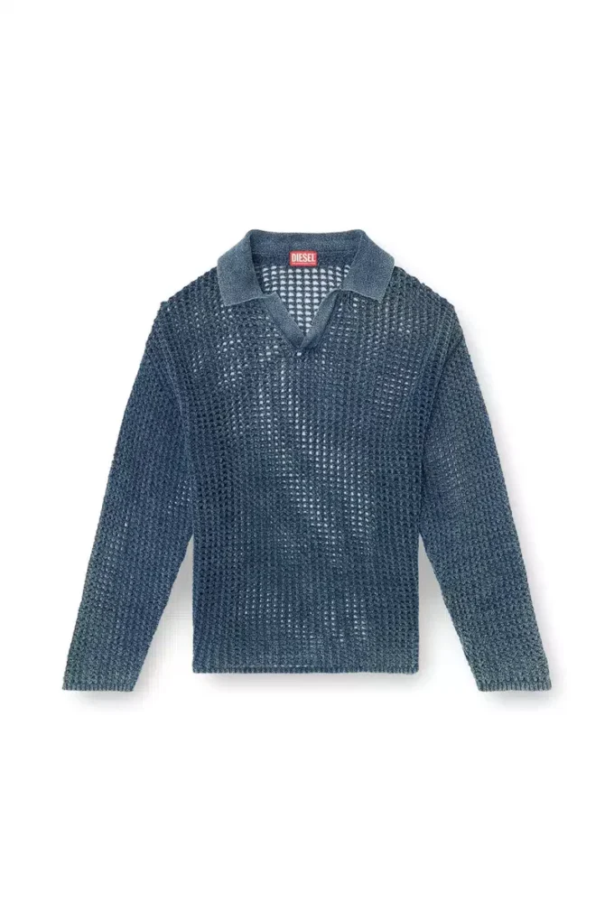 k-squared Denim iplikten açık örgü polo kazak k-squared Denim iplikten açık örgü polo kazak
