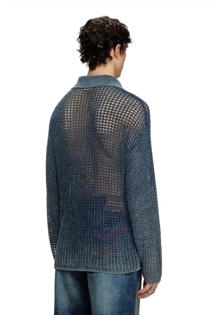 k-squared Denim iplikten açık örgü polo kazak k-squared Denim iplikten açık örgü polo kazak