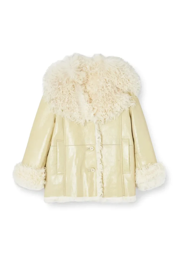 l-aconic Patent shearling ceket