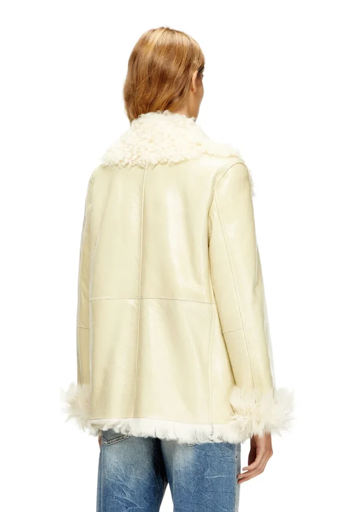 l-aconic Patent shearling ceket