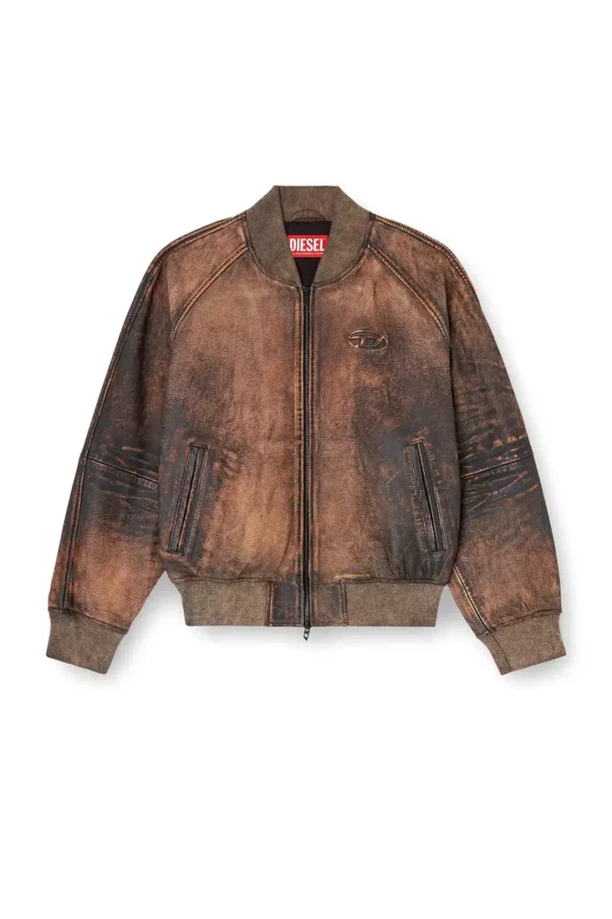 l-cobb-fem Eskitilmiş deri bomber ceket