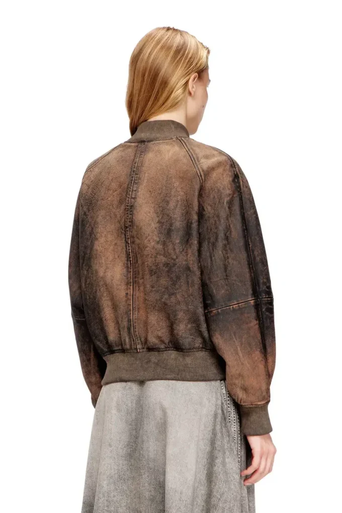 l-cobb-fem Eskitilmiş deri bomber ceket