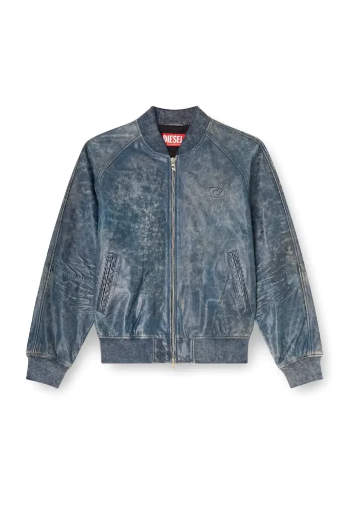 l-cobb İşlenmiş deriden bomber ceket