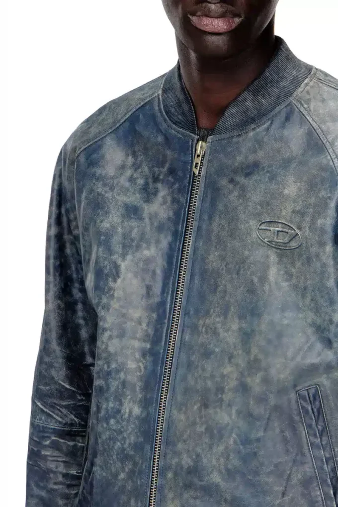 l-cobb İşlenmiş deriden bomber ceket