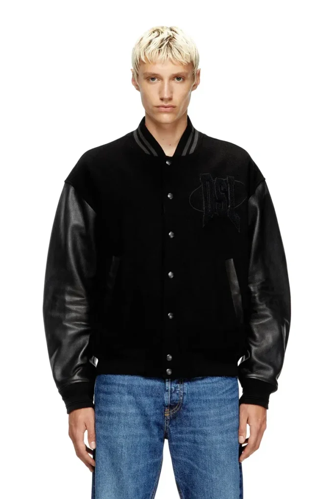 l-nyman Pamuk ve deri varsity bomber ceket