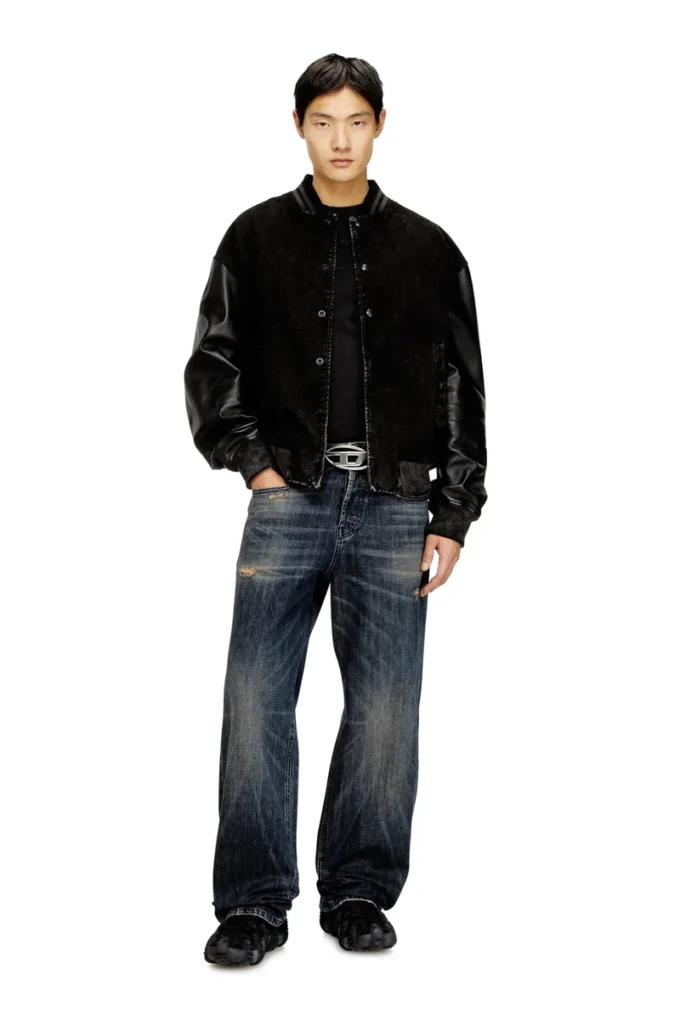 l-nyn Denim ve deri bomber ceket