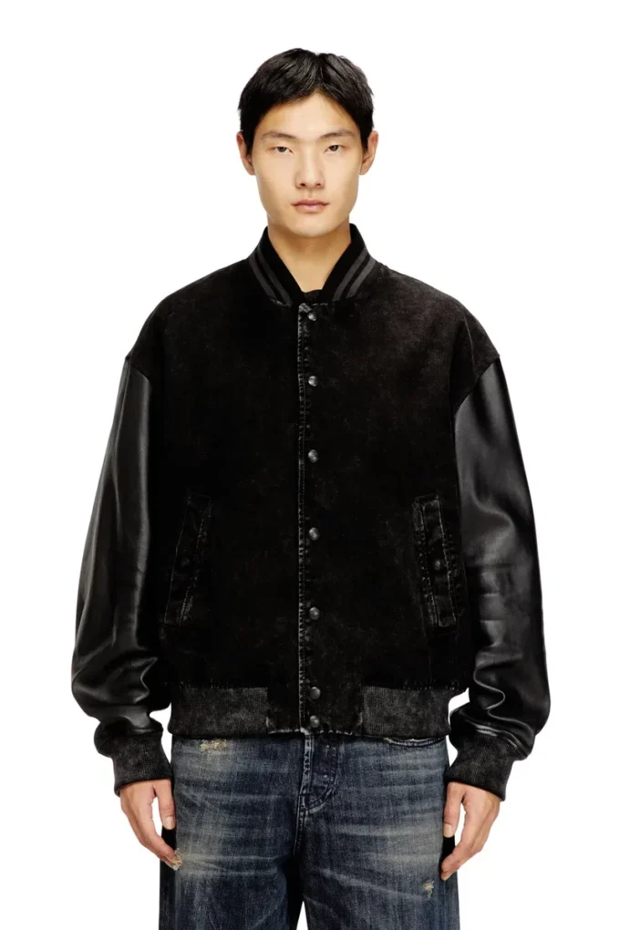 l-nyn Denim ve deri bomber ceket