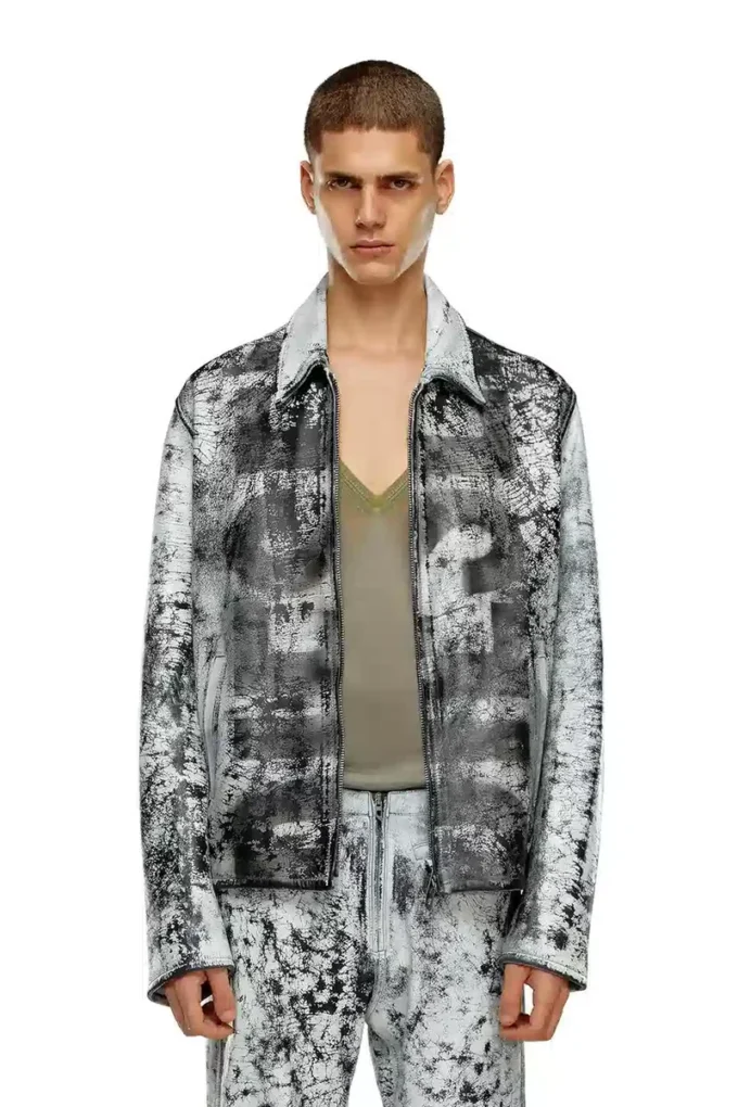 l-pylon-a İşlenmiş deriden blouson ceket