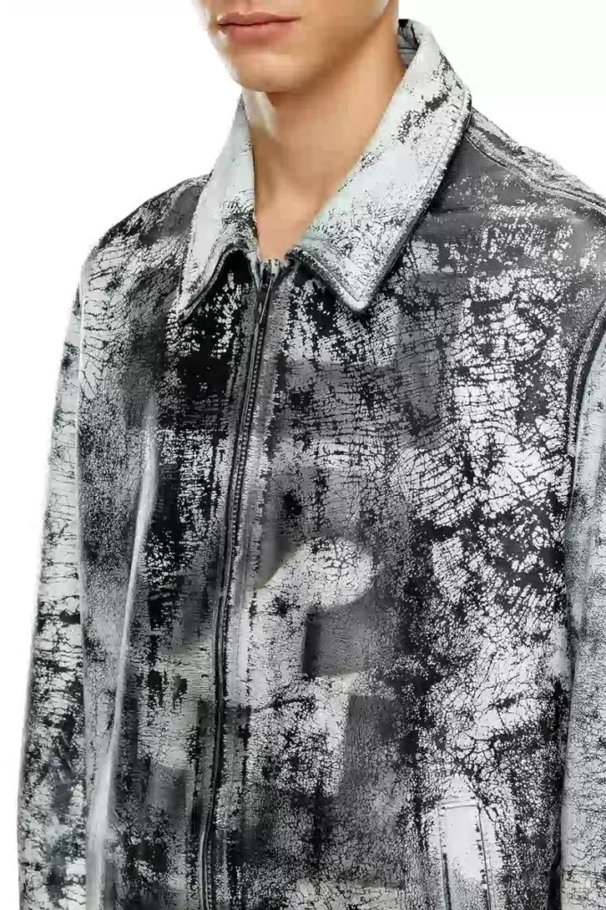 l-pylon-a İşlenmiş deriden blouson ceket