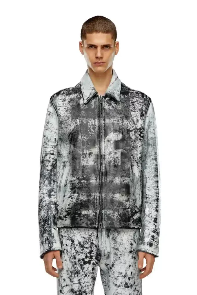 l-pylon-a İşlenmiş deriden blouson ceket