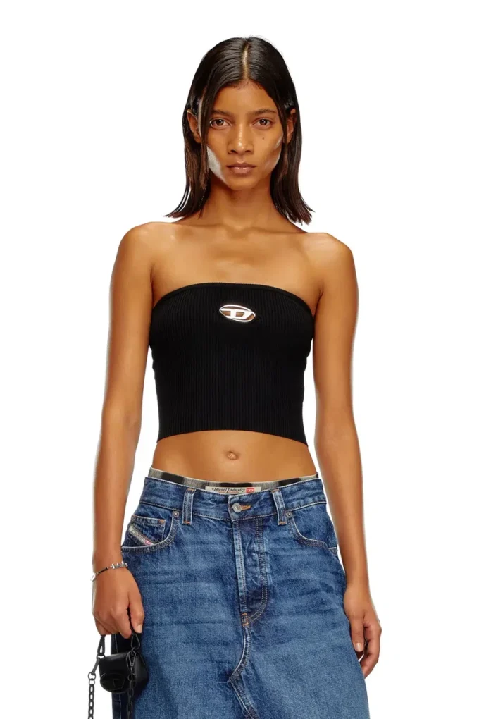 m-clarksvillex Logo plakalı tüp üst