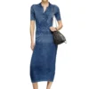 m-fenny-drs Denim efektli örgü polo midi elbise m-fenny-drs Denim efektli örgü polo midi elbise