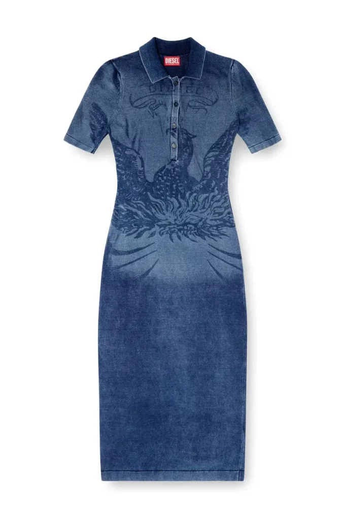 m-fenny-drs Denim efektli örgü polo midi elbise m-fenny-drs Denim efektli örgü polo midi elbise