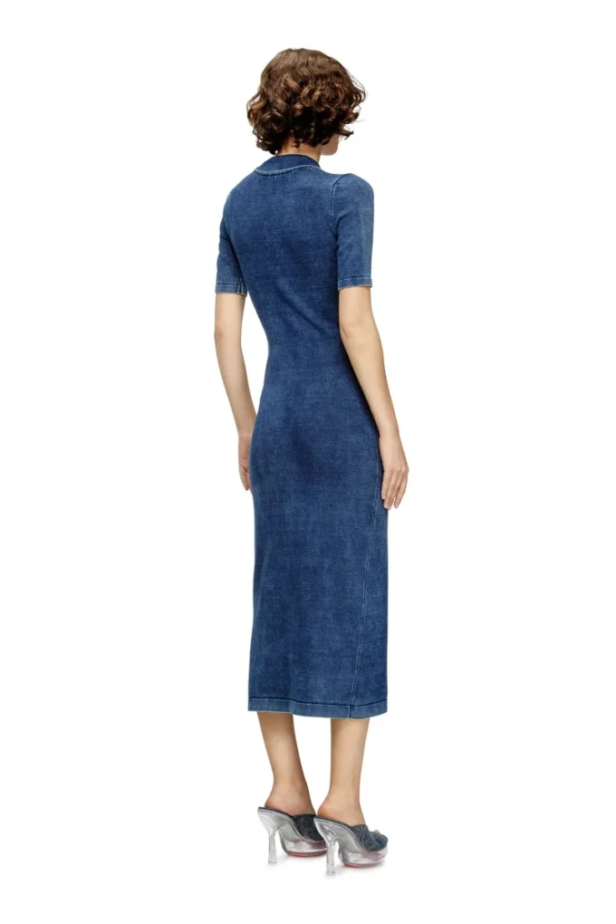 m-fenny-drs Denim efektli örgü polo midi elbise m-fenny-drs Denim efektli örgü polo midi elbise