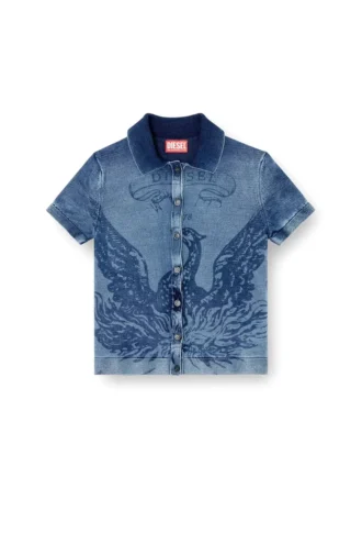 m-fenny Phoenix logolu indigo gömlek hırka