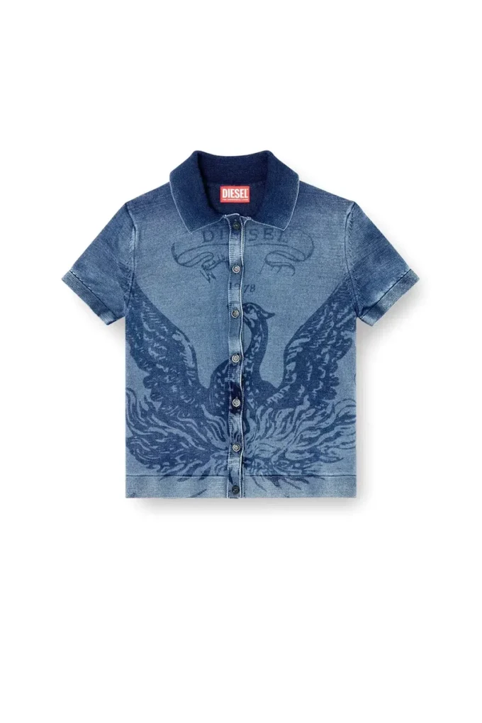m-fenny Phoenix logolu indigo gömlek hırka