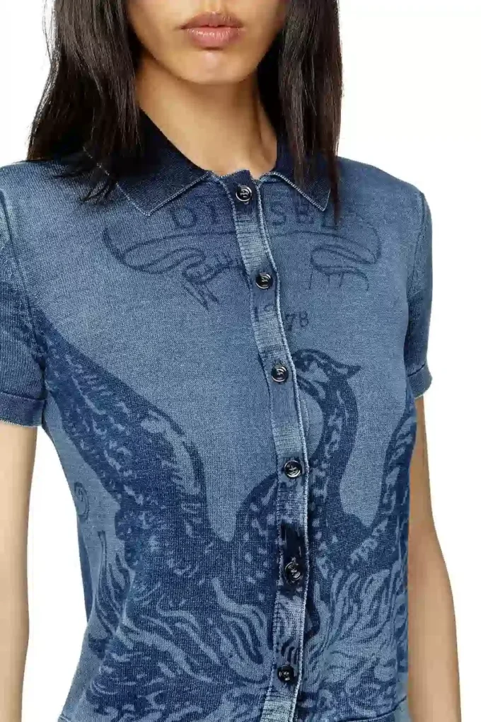m-fenny Phoenix logolu indigo gömlek hırka