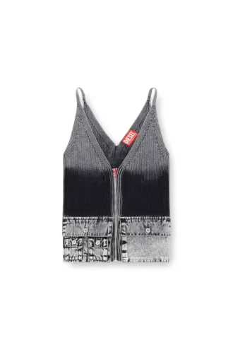 m-melly Denim kargo cepli örgü tank top