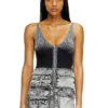 m-melly Denim kargo cepli örgü tank top