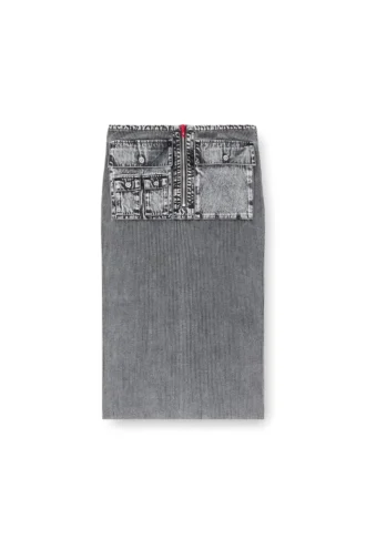 m-meryn Denim kargo cepli örgü midi etek