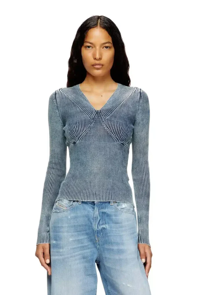 m-milmo Parlak efektli denim iplik kazak m-milmo Parlak efektli denim iplik kazak