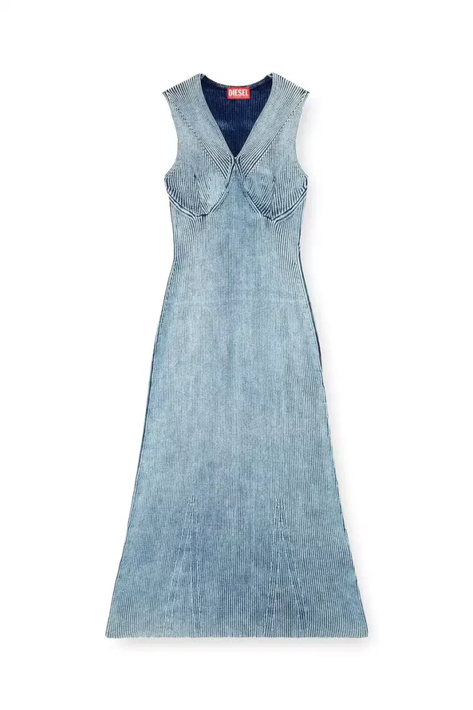 m-milong Parlak efektli denim iplik midi elbise m-milong Parlak efektli denim iplik midi elbise