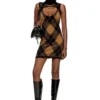 m-romko-dress Argyle desenli yün elbise