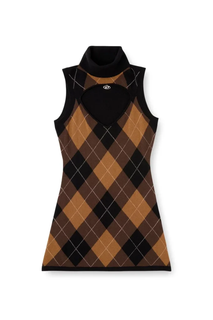 m-romko-dress Argyle desenli yün elbise
