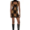 m-romko-dress Argyle desenli yün elbise