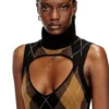 m-romko-dress Argyle desenli yün elbise