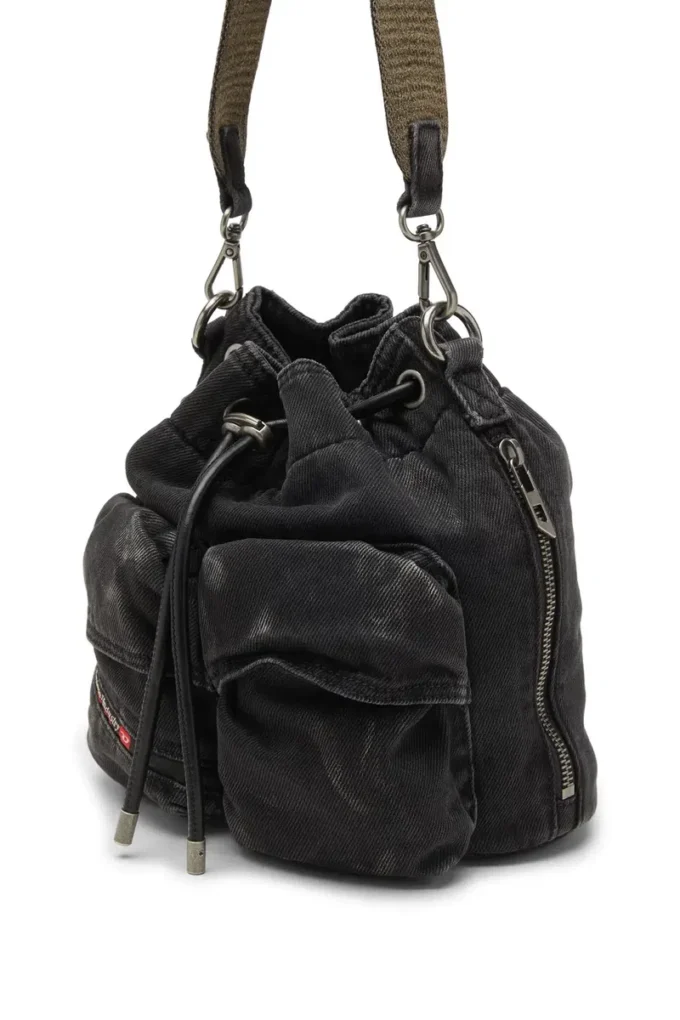 multi-pkts bucket x Multi-Pkts-Multipocket kovboy çantası, yıkanmış denim