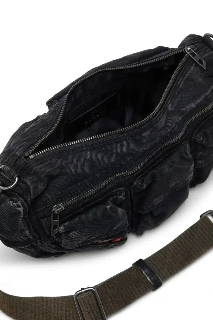 multi-pkts omuz çantası x Multi-Pkts-Yıkanmış denimden üretilmiş çok cepli çanta