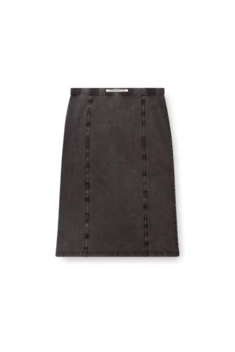 o-allegra Denim efektli midi etek