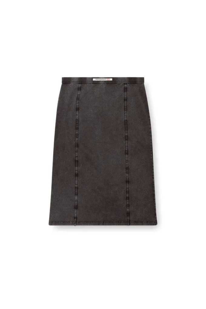 o-allegra Denim efektli midi etek