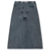 o-alline Denim görünümlü jarse midi etek