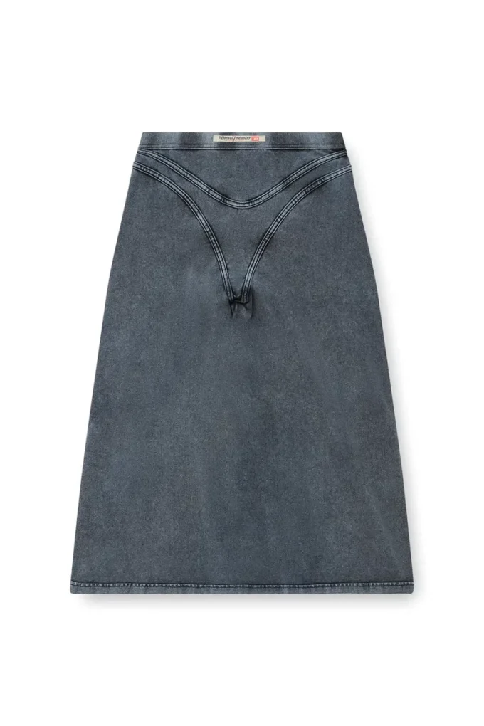 o-alline Denim görünümlü jarse midi etek