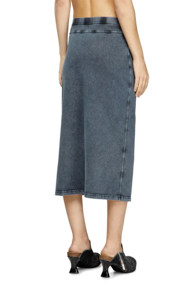 o-alline Denim görünümlü jarse midi etek